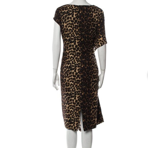 LAFAYETTE NY 148 Wool Animal Print Midi Length Dress Size 8 - Picture 3 of 6